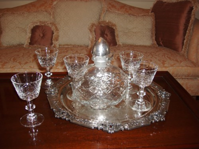 Antique Heisey Port Wine Decanter and Glasses from the Annandale Show